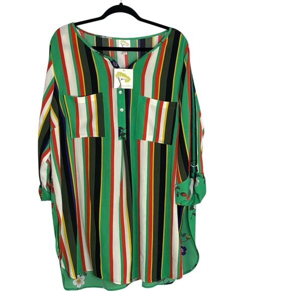 NWT Anthropologie Fig and Flower Tunic Top Women’s Size 3X Floral Stripe - Picture 2 of 6